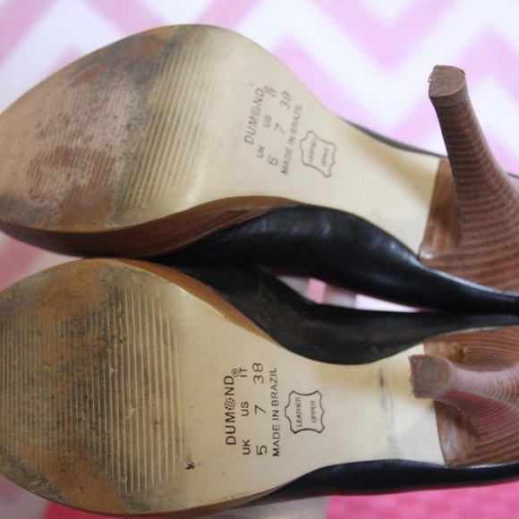 Unique Black Open-Toe Heels Size 7 Leather - Picture 6 of 6